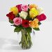 ProFlowers Multi-Colored Rainbow Roses with Vase, 12 Count